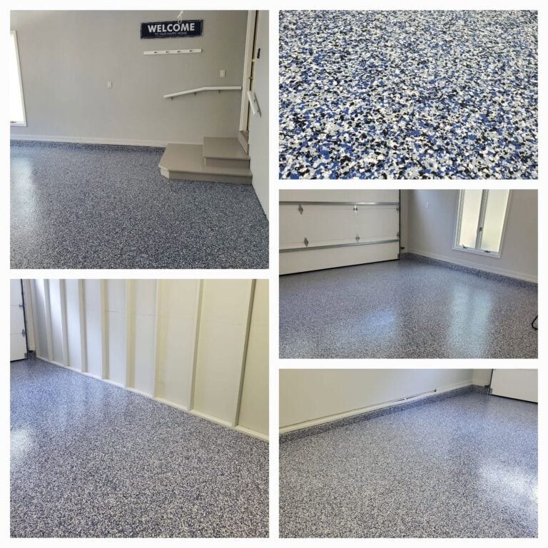 Completed decorative flake garage floor coating