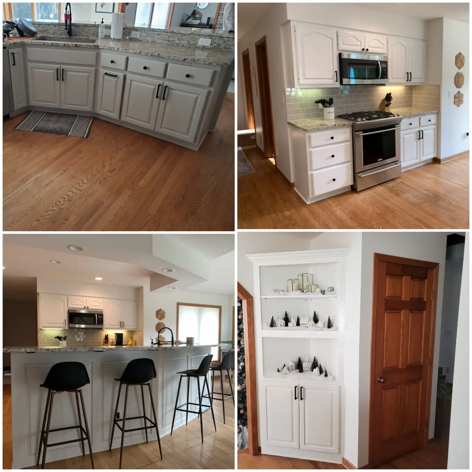 Completed white kitchen cabinet painting project