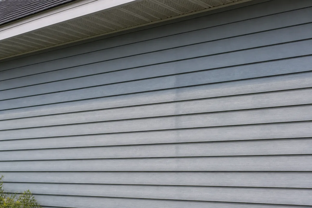 Illustration of uneven UV fading between protected and sun-exposed vinyl siding