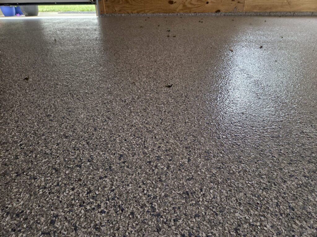 Brown gray flake floor detail in Waukesha