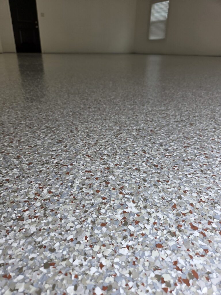 Multicolor flake floor detail in Mukwonago