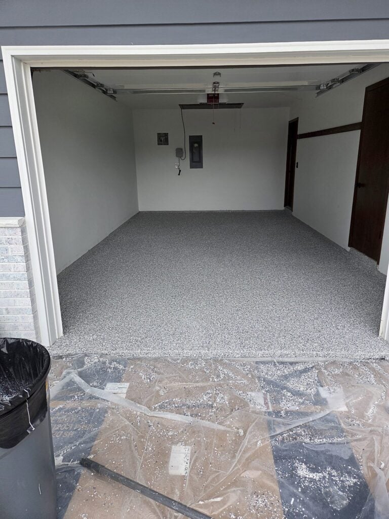 Finished flake-coated garage floor in East Troy