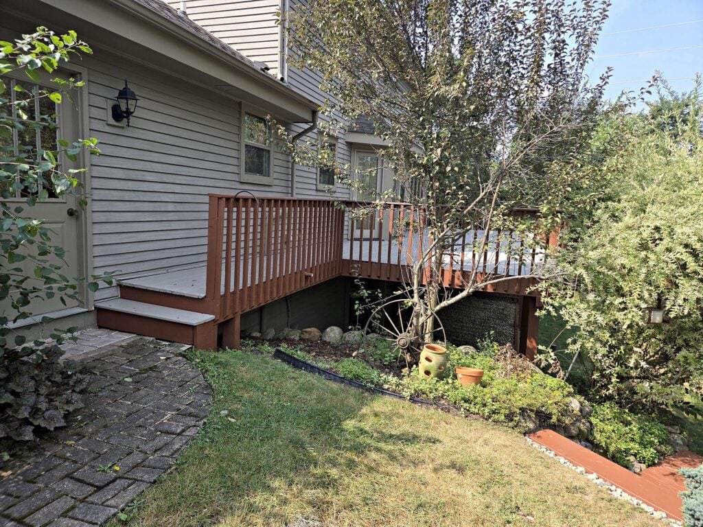 Wood deck beside house in Waukesha