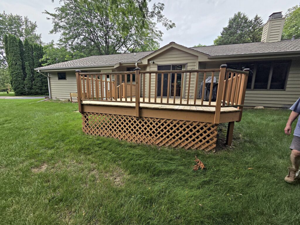 Wood deck railing lattice in Waukesha